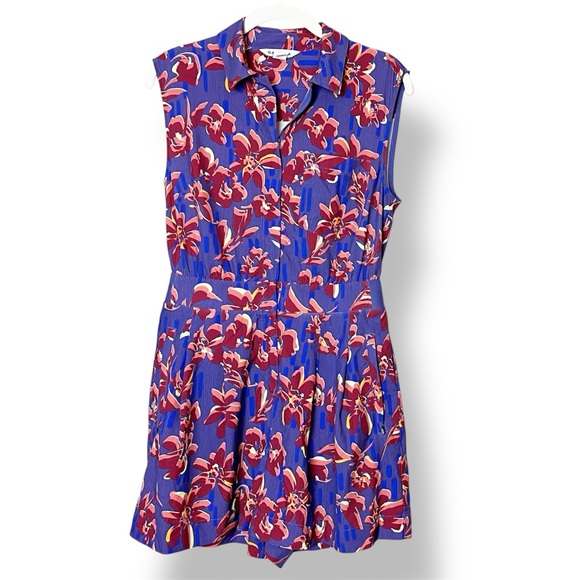 Athleta Brooklyn Romper 4P 4 Petite short purple floral sleeveless athleisure - Picture 1 of 14